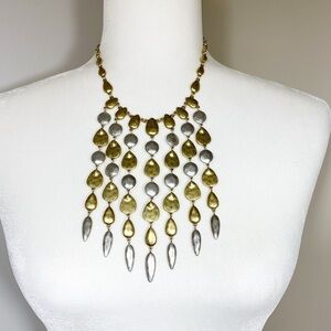 Lucky Brand gold and silver bib statement necklace